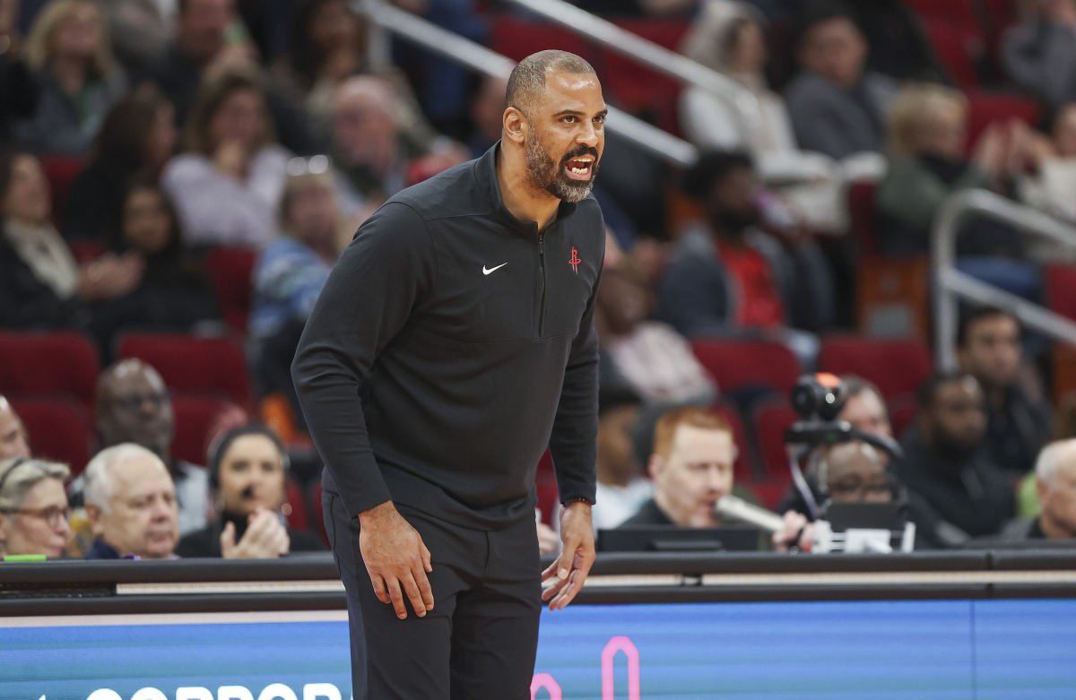 Houston Rockets head coach Ime Udoka during the game against the Charlotte Hornets at Toyota Center.